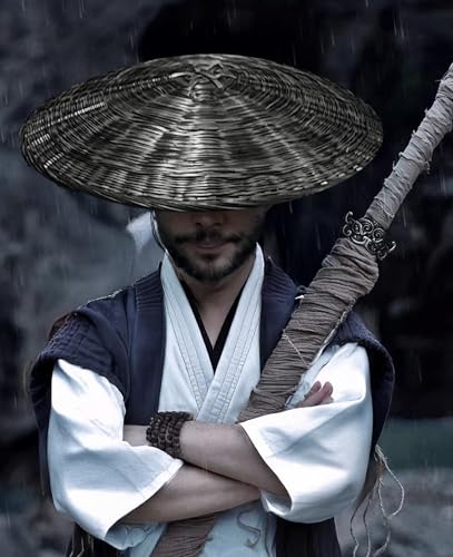 Image of Handmade Bamboo Sun Hat - Traditional Conical Hat for Samurai & Swordsman, Japanese Style