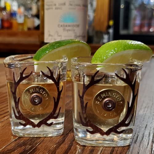Hamilo Shotgun Shell Deer Hunting Shot Glass Set Of 2, 2 Oz, Funny Novelty Shot Glasses, Decorative Shot Gun Shell Gift For Hunting&Gun Lovers, Cool Bullet Cowboy Shot Glass, Mom, Dad, Teacher, Friend #TOP6