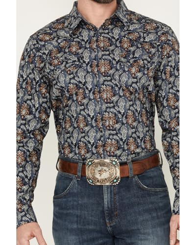 Cody James Men's Rodeo Ritz Paisley Print Long Sleeve Snap Western Shirt - CJSP25W21-NVY Medium Navy3