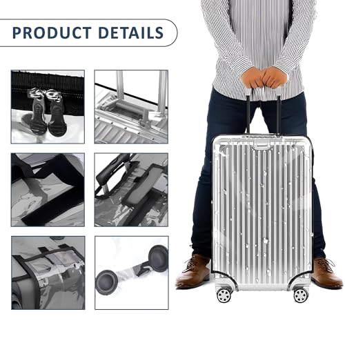 Image of Premium Trolley Bag Cover - Stretchable Luggage Cover for Suitcase | Anti-Scratch Travel Bag Protector for Small Bag | Washable & Durable Suitcase Cover for Travel (Transparent, 24 Inch)