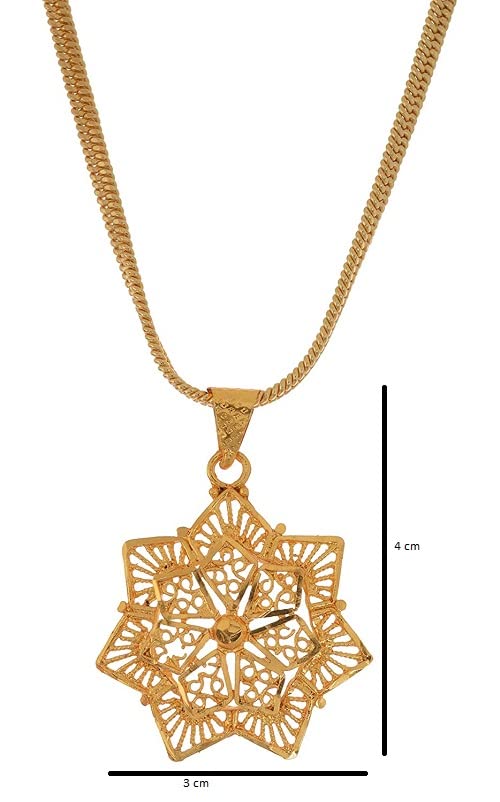 Image of Handicraft Kottage 1gm 22Ct Gold Plated chain with Pendant | latest & Stylish Celebrity Inspired Chain /Necklace /Jewellery Set /Fashion jewellery for Men, Women Boys Girls