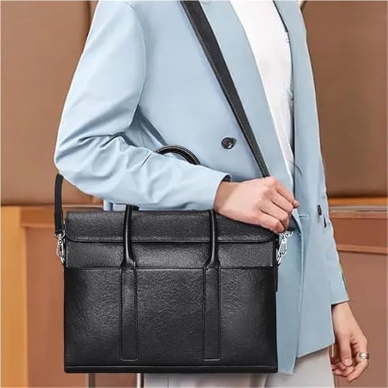 Nordic Men's Briefcase Genuine Leather Computer Handbag Business Casual Shoulder Bag for Office Commute3