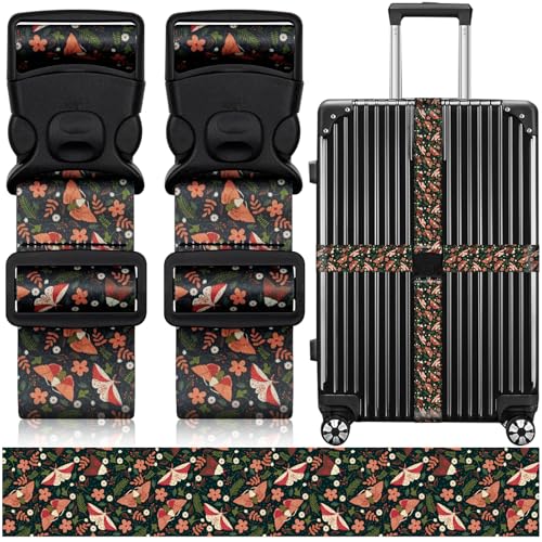 Image of 2 Pack Luggage Straps for Suitcases, Adjustable Travel Belt with Double Lock and Quick Release Buckle, Heavy Duty Nylon Bag Packing Strap, Unique Business Travel Accessories-Flower Butterfly