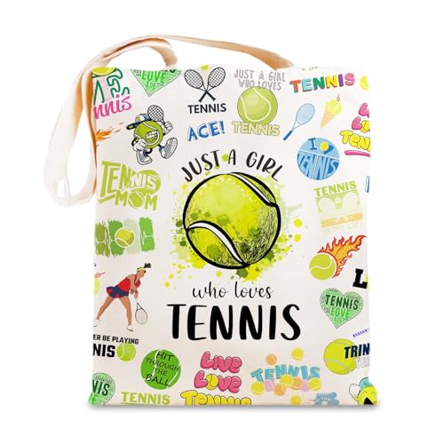 Yoljun Tennis Geschenk, Stofftasche mit Tennis Muster Einkaufstasche, Leichte Stoffbeutel Damen mit Griff, Vielseitige Lustige Taschen für Tennisfans Mädchen Frauen Training Reisen Yoljun Tennis Geschenk, Stofftasche mit Tennis Muster Einkaufstasche, Leichte Stoffbeutel Damen mit Griff, Vielseitige Lustige Taschen für Tennisfans Mädchen Frauen Training Reisen