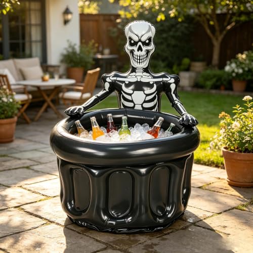 Neveras inflables para bebidas en forma de esqueleto para fiestas en la piscina y jardín 3