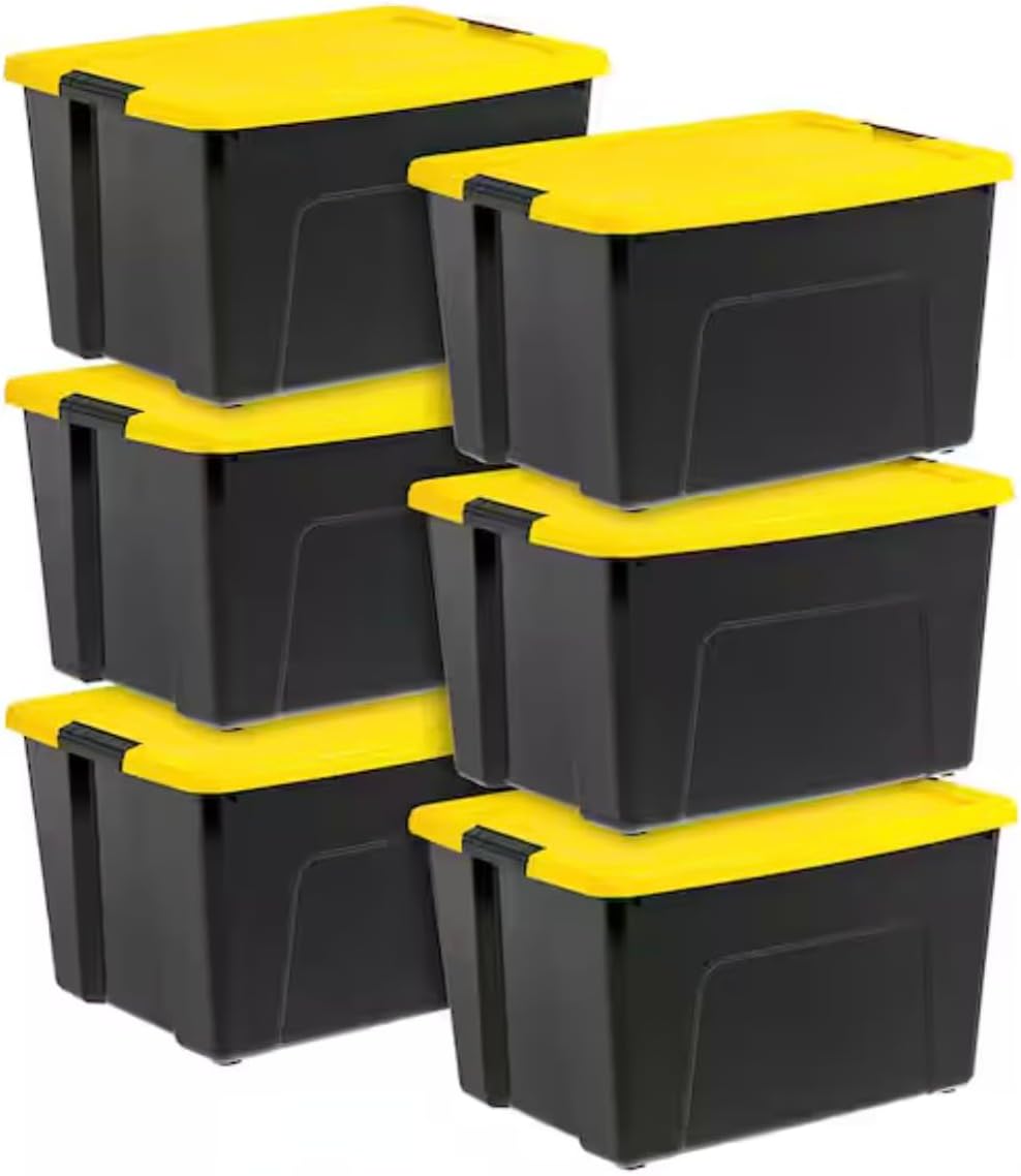 15 Gallon Plastic Storage Containers with Secure Latching Lids (Set of 6) QC91152