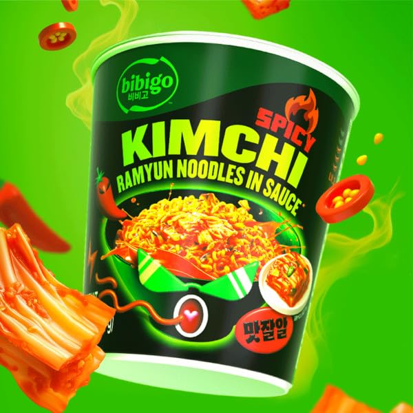 Bibigo Ramyun Ramen Noodles, Spicy Kimchi, 3.45 Ounce (Pack of 4) image 5