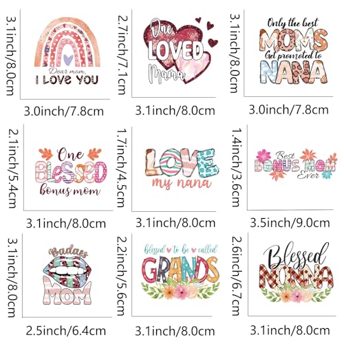 9pcs Blessed Mom Iron on Decals Heat Transfer for T-Shirts Vinyl Sticker Patches Washable Thermal Transfer Appliques DIY Craft Decor for Clothes Pillow Cover — view 2
