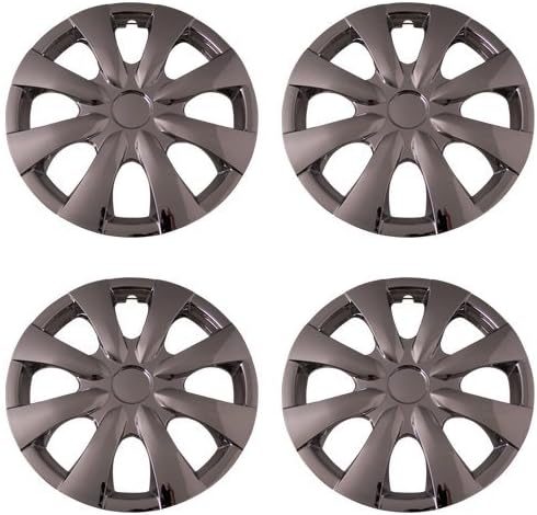 Set of 4 Chrome 15 Inch Universal 8 Spoke Replica of Toyota Corolla Hubcaps with Clip Retention System - Aftermarket: IWC450/15C
