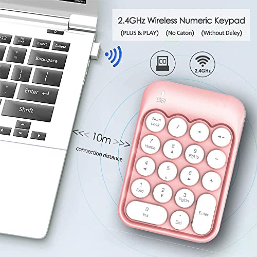 Felicon Wireless Numeric Keypad 18 Keys With 2.4G Mini Portable Silent Number Pad Usb Receiver Financial Accounting Keyboard Extensions For Laptop Desktop Pc Pro（Pink） #TOP3