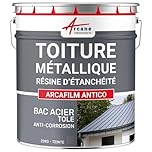 Produit d'étanchéité, toiture métallique, bac acier, peinture tôle, bardage, rouille, résistant à la corrosion et aux intempéries : Arcafilm antico - 20 kg Gris Orage - ARCANE INDUSTRIES