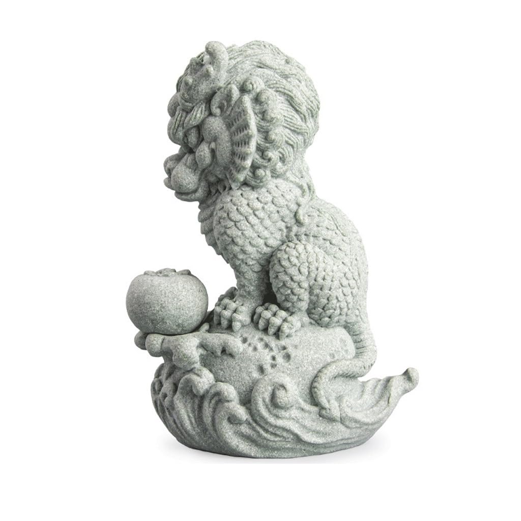 ENGENDER Kung Fu Tea Pet Green Sandstone Auspicious Beasts, Water Gods And To Attract Wealth, Home Desktop Decorations, Tea Tables, Pet Ornaments(E)
