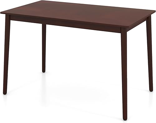 Miniatura 9 de Giantex Mesa de comedor para 4, mesa de cocina rectangular, mesa de comedor moderna de mediados de siglo con patas de madera de goma, mesa de