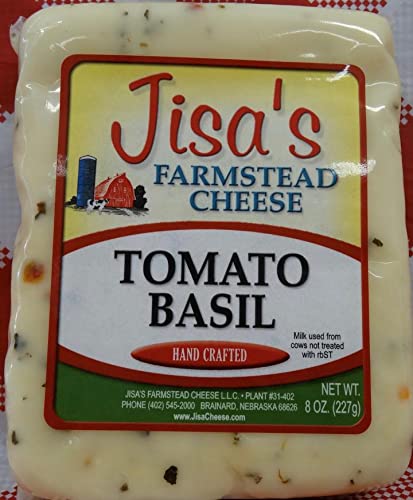 Tomato Basil | 6-Pack | 8 oz Each | Artisan Cheese | Made with Whole Milk | Crafted in Small Batches | Product of Nebraska | Jisa's Farmstead Cheese