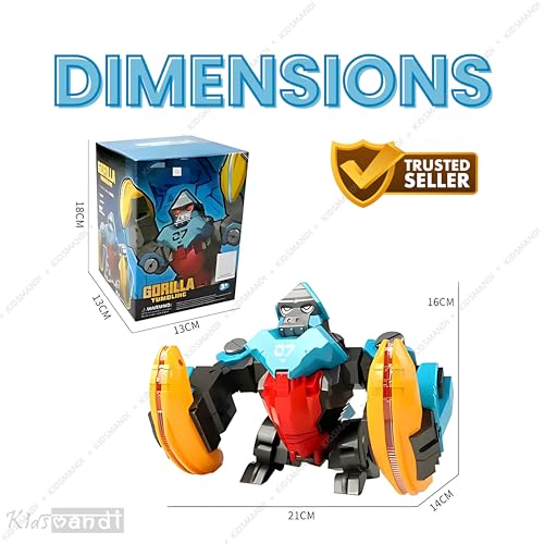 Image of Kids Mandi Dancing Gorilla Robot Toy | Electronic Action Figure with Music & Lights | Interactive Moving Toy for Kids Age 3+ (Blue & Red)