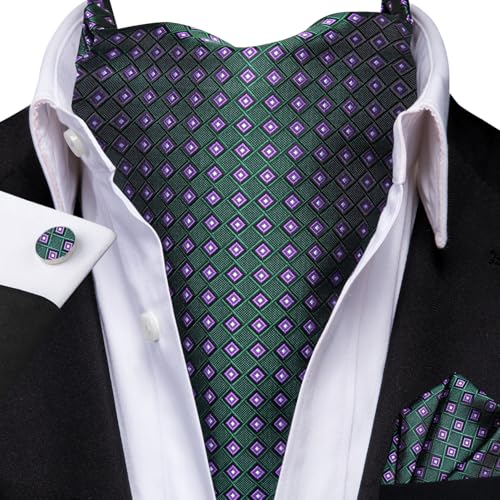 Image of Dubulle Paisley Floral Ascot for Men Self Tie Mens Cravat and Pocket Square Cufflinks Wedding