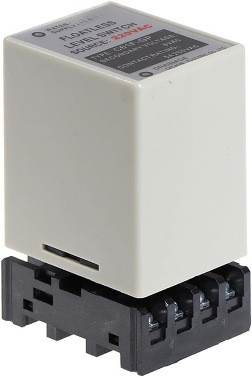 Automatic Water Level Relay C61F- Controller, 220V 5A 8-Pin Floatless Pump Switch, ABS & Metal Base
