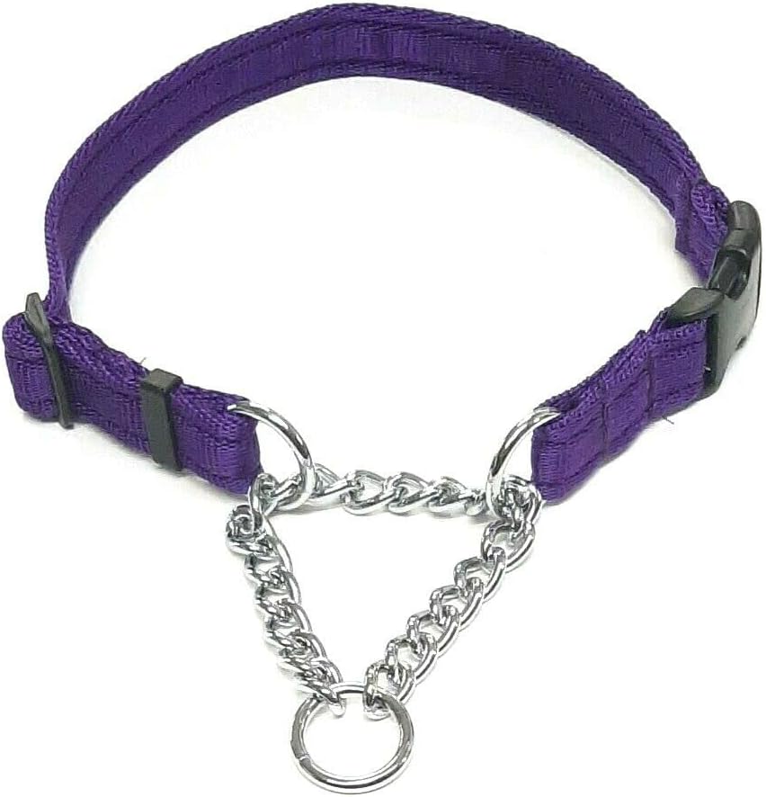 Adjustable Half Check Chain Dog Collar 20mm With Curved Side Release