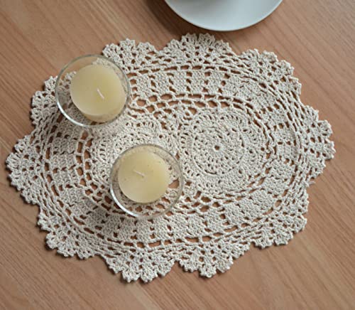 Southmage Set Of 8 Hand Crochet Lace Doilies Table Coasters Dresser Runners Placemats Plant Mats, White And Cream #TOP2