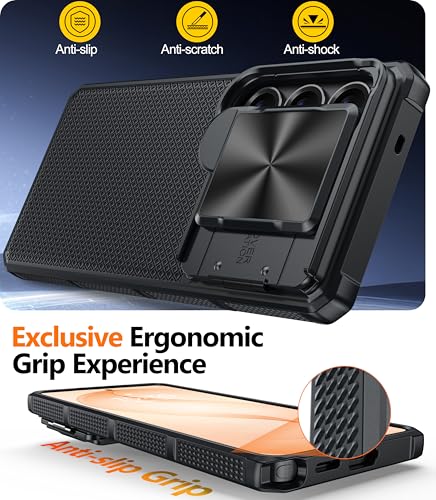 Image of Magnetic for Samsung Galaxy S26 Ultra Case,[Slide Camera Cover][Kickstand][Compatible with Magsafe][Military Grade Protection] Shockproof Rugged Case for Galaxy S26 Ultra,Black
