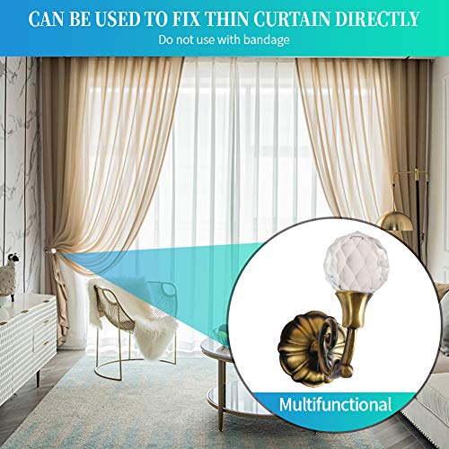 Creatyi 4 PCS Clear Crystal Curtain Holdbacks Tassel Holder Curtain Tieback Hook (Bronze