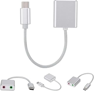 Type C Sound Card Aluminum Alloy Sound Card Aluminum Alloy Aluminum Alloy Type C External Stereo Sound Card o Adapter 3.5Mm Ez1247