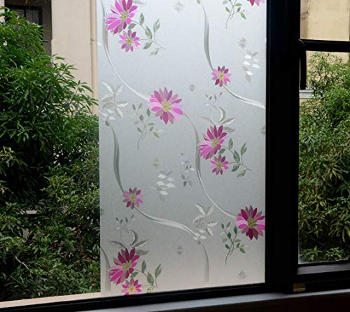 Película para ventana 2 rollos 17.7" x 78.7" patrón crisantemo púrpura miniatura 6