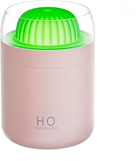 Small Humidifier for Plants, 500ml Cool Mist Desk Humidifier with Night Light, Ball Cactus Mini Humidifiers, Whisper-Quiet Operation, Two Spray Modes, Auto Shut-Off for Bedroom, Babies Room, Travel