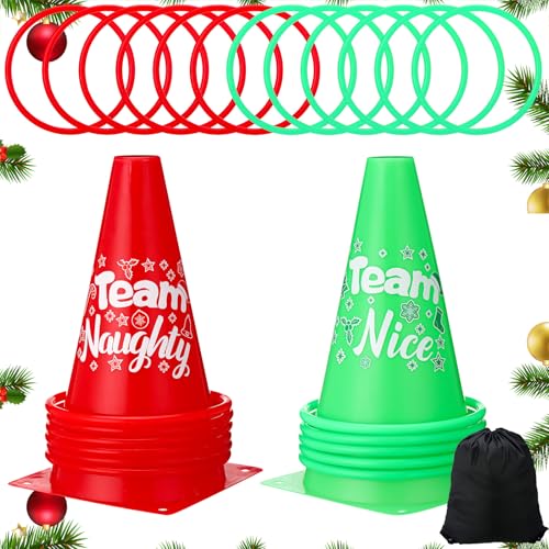 Sasylvia 35 Pcs Christmas Ring Toss Game Set, Funny Carnival Party Games