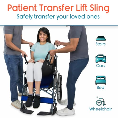 Image of KosmoCare Rehabilitation Patient Lift & Transfer Sling for Elderly & Disabled| Lift Belt with Safety Harness| Bed to Wheelchair Patient Transfer Pad| Portable Stair Assist| 130kg Load Capacity| Black