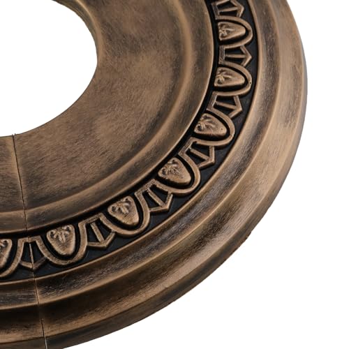 Image of PU Ceiling Medallions 2Pcs, 12.2 Inches x 3.94 Inches, Bronze Tone | Split Type, Fits 3.94 Inches Canopy, European Vintage Carving Style, Synthetic Foam Construction for Easy Installation