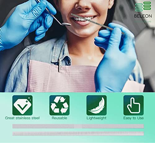 beleon dental diamond strips - medium 5pcs 4mm x 145mm - dental stainless steel strips abrasive for contouring teeth sanding strip gross reduction polishing teeth file grinding tooth polisher