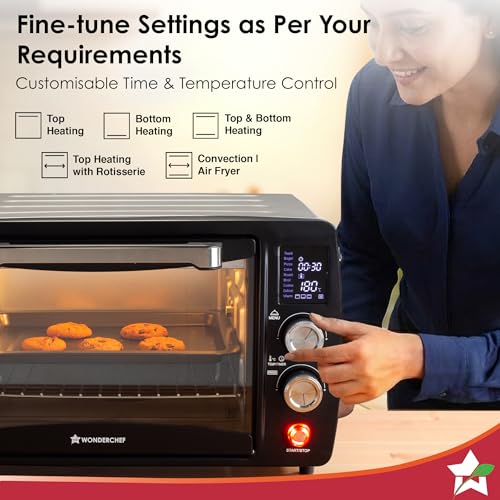 Image of Wonderchef Digital OTG Oven Toaster Griller Rotisserie, 23 L, 9 Pre-set Functions, Adjustable Time & Temperature, 230⁰ C - 2 Hour Timer, Heat-resistant Glass Window, 2-Yr Warranty