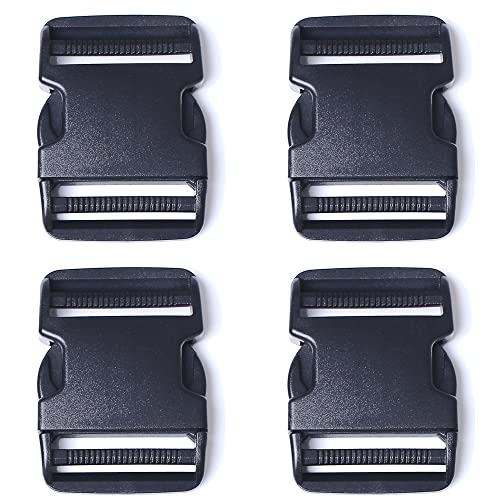 AXEN 4PCS 2 Inch Plastic Buckle, Heavy Duty Dual Adjustable Side Quick Release Military Grade Extra Thick Buckle for Bracelets Backpack Tactical Bag and Gear