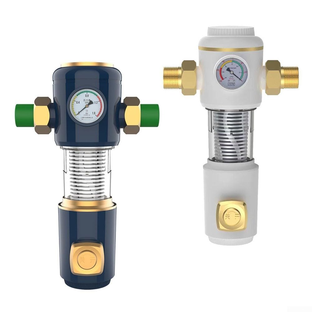 Filtro de retrolavado de agua con 304 tamiz de 40 finuras y rotación doble de 360° para instalaciones de agua domésticas para eliminar sedimentos y cal en blanco o negro (20/25PPR blanco)