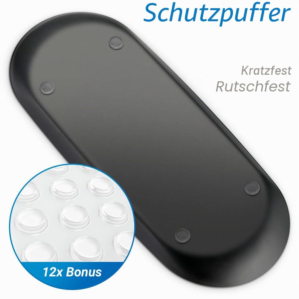 ecooe Edelstahl Deko Tablett Extra groß 30 x 12 cm Servierteller Dekoteller Schwarz Ablageschale Metall für Dessert Kosmetik Schmuck Kerzen (1 Stück)