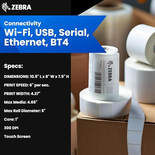 Image of Zebra ZD621 Thermal Shipping Label Printer 4 inch| 300 DPI | No Ink Required | 4x6 | USB, Serial, Ethernet, Tap to Print NFC | Touch Color LCD | 2 Year Warranty | UPS /USPS /FedEx | Thermal Transfer