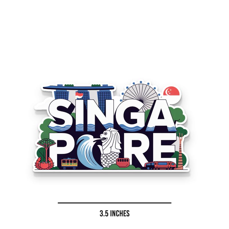 Image of Singapore Fridge Magnet Glossy Finish Fridge Magnets, Stylish Magnet for Fridge, Wardrobe & Metal Surfaces