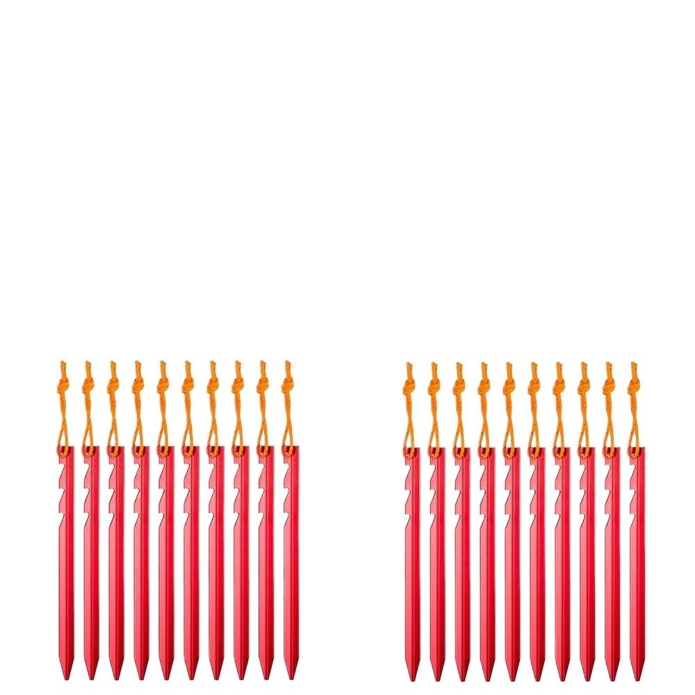 Piquets de Tente avec Crochets Lot de 20 piquets de Tente légers et réglables en Alliage d'aluminium de 18 cm for bâche, Accessoires de Camping(Red)
