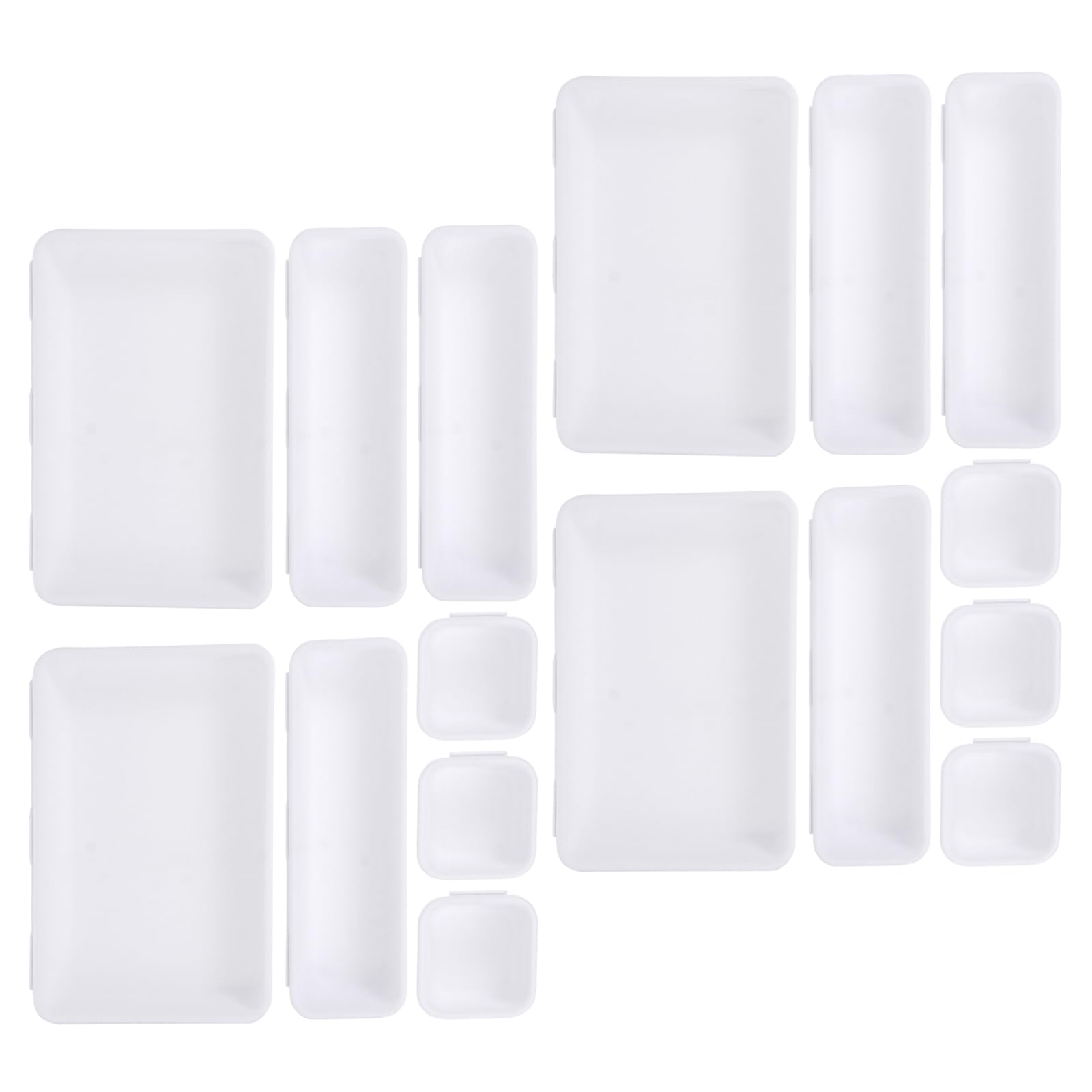 VANZACK Organizer per Cassetti da Bagno e Scatola Portaoggetti per Cosmetici, Set 16 Pezzi in Plastica Bianca 24x16x9 Cm, Divisori Modulari per Trucco e Accessori da Toeletta, Organizer