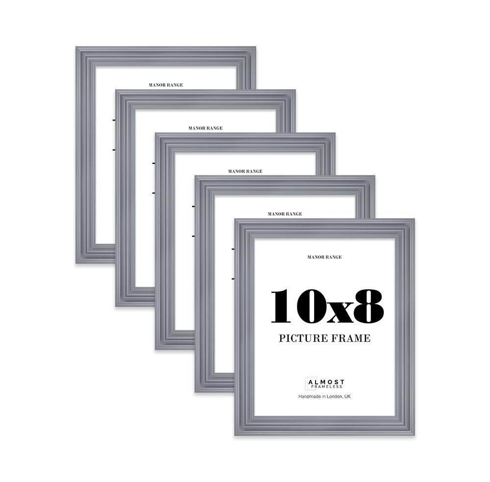 10x8 Picture Frame, Display 10x8 Pictures (20.3 x 25.4cm) - Scandi Grey Bold 42mm Edge Wall Art - 5 Pack