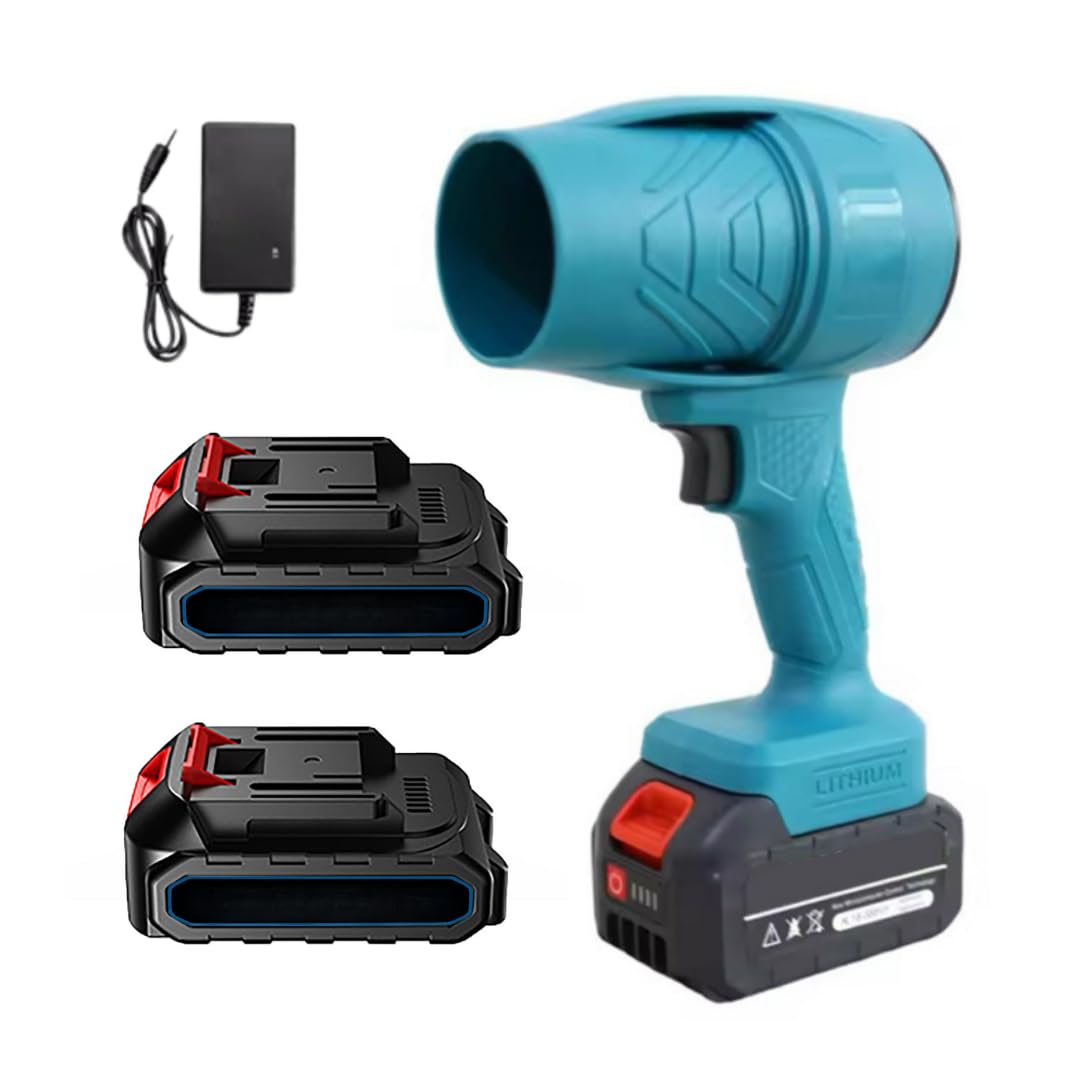 Soffiatore a Batteria 48V Soffiatore Foglie Portatile Senza Fili Mini Turbocompressore Velocità Aria 146 kmh con 2 Batterie per Giardino Auto Casa