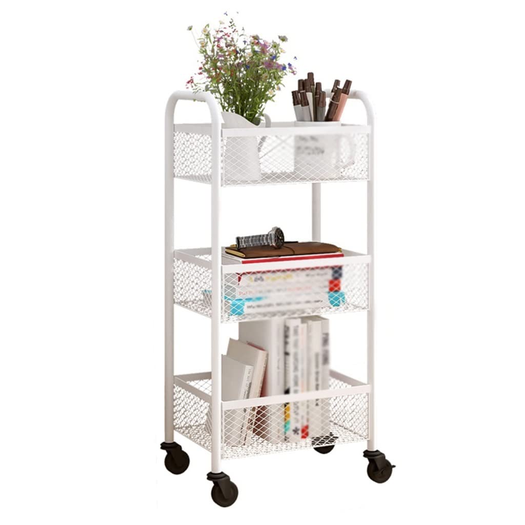 Carrito rodante de 3 niveles con ruedas para almacenamiento móvil en cocina, baño y espacios utilitarios