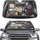 GENANY Windshield Sun Shade for Car SUV Truck (55x30 Inches), Sun Shade Windshield, Shades for Front Windows, Protector Blocks UV, Christmas Car Decor