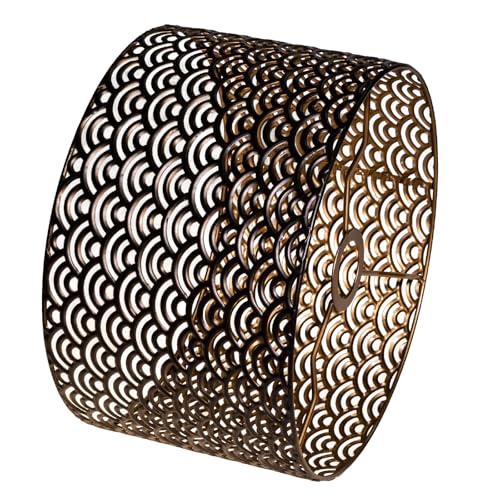 Abat-jour rond en métal vintage, noir doré, coupe creuse, forme de tambour, pour lampadaire,...