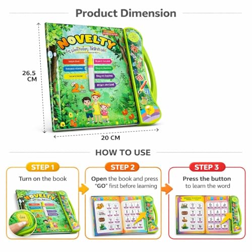 Image of Braintastic Novelty Interactive Hindi Learning Sound Book with Pen | Talking Book for Kids | Early Learning Educational Toy (Age 2+ Years) (Ebook Hindi)
