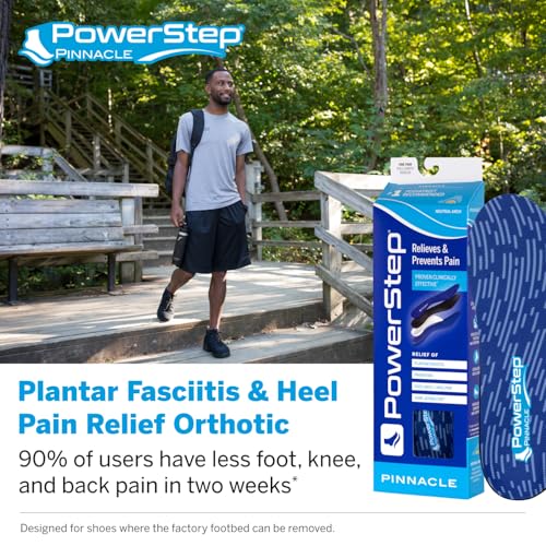 PowerStep Pinnacle Insoles - Orthotics for Plantar Fasciitis Relief – Made in USA Orthotic Insoles for Arch Support with Moderate Pronation - #1 Podiatrist Recommended (M 10-10.5, W 12-12.5) - Thumbnail 2