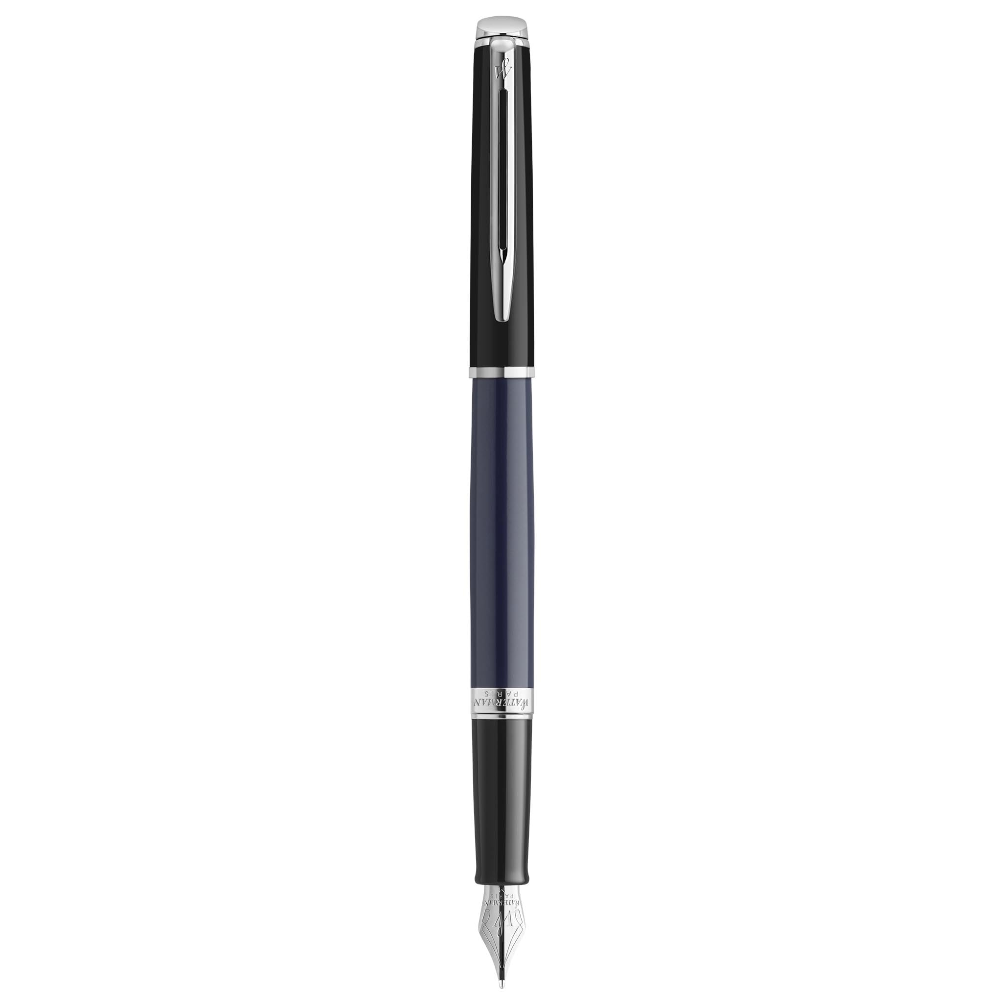 Waterman Hémisphère Ensemble stylo plume et stylo à bille avec gravure, kit d'écriture de luxe, personnalisable, comme cadeau d'anniversaire, d'anniversaire et de Noël, bloc noir et bleu