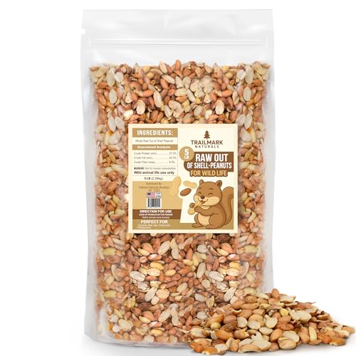 5 LB - Raw Shelled Peanuts For Squirrels, Out of Shell Peanuts For Birds and Wildlife- Squirrel Food, Wild Bird Seed - Grown in The USA