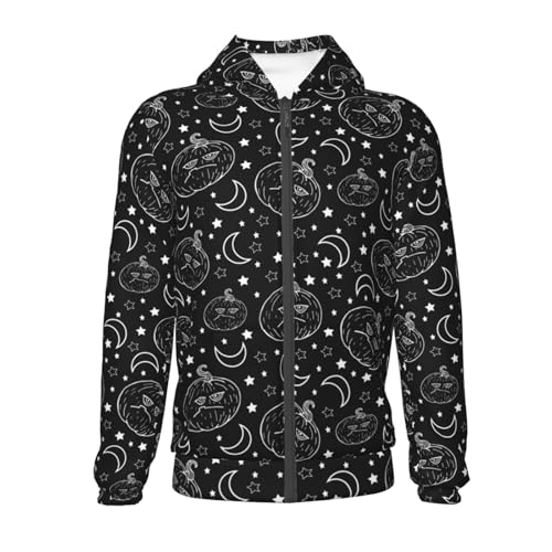 Halloween Moody Pumpkin Kids Pullover Hoodies Boys Zip Up Sweatshirts Girls Athletic Clothes with Pocket2